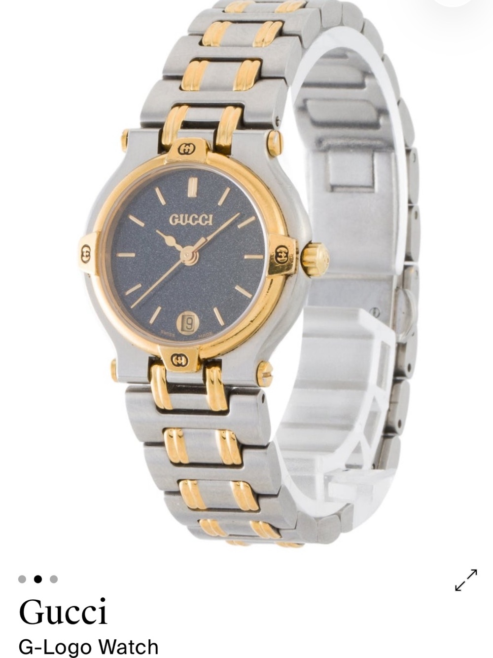 Gucci Two-Tone Gold and Silver Women's G-Logo Watch it is not running .